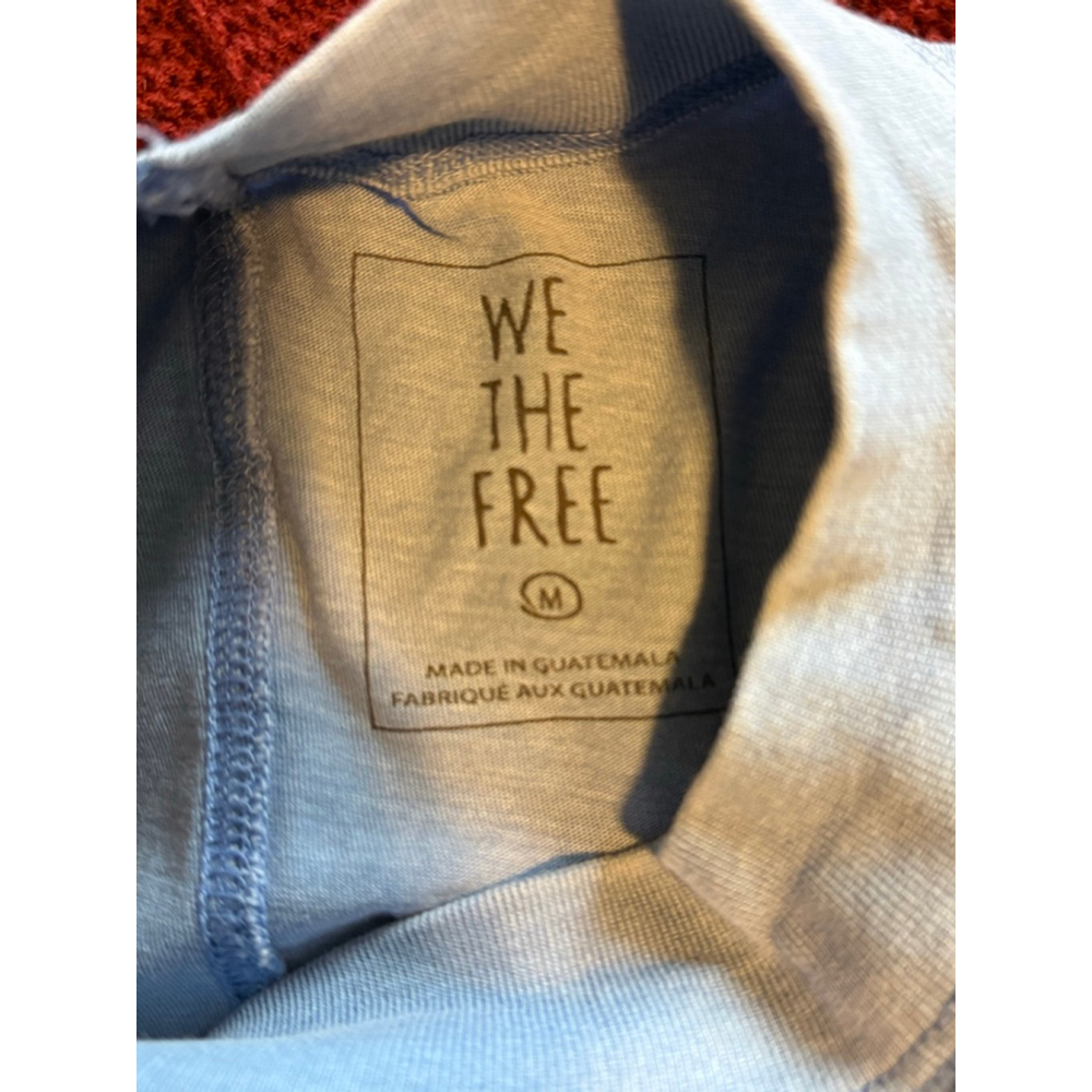 👕 We The Free Free People Long Sleeve Tee Size M All Aboard Blue Oversized Top - Picture 3 of 5